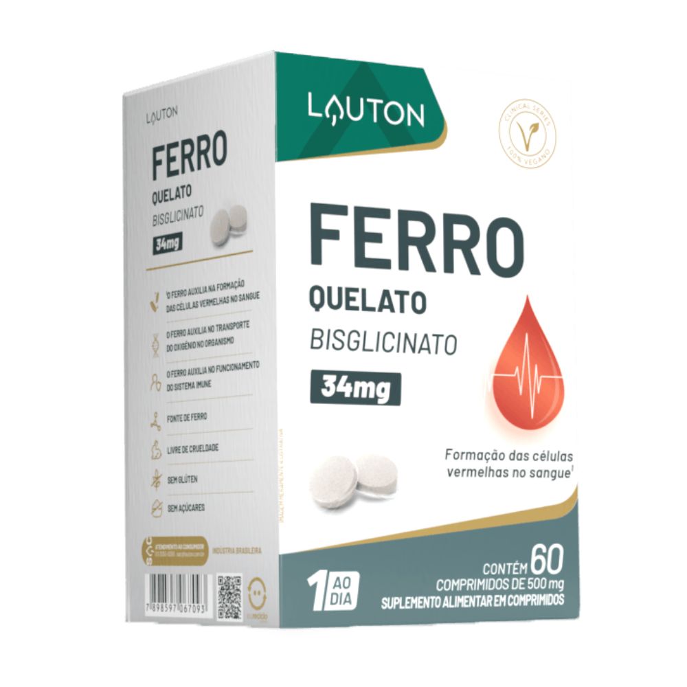 Ferro Quelato 34mg 60 Cápsulas Lauton