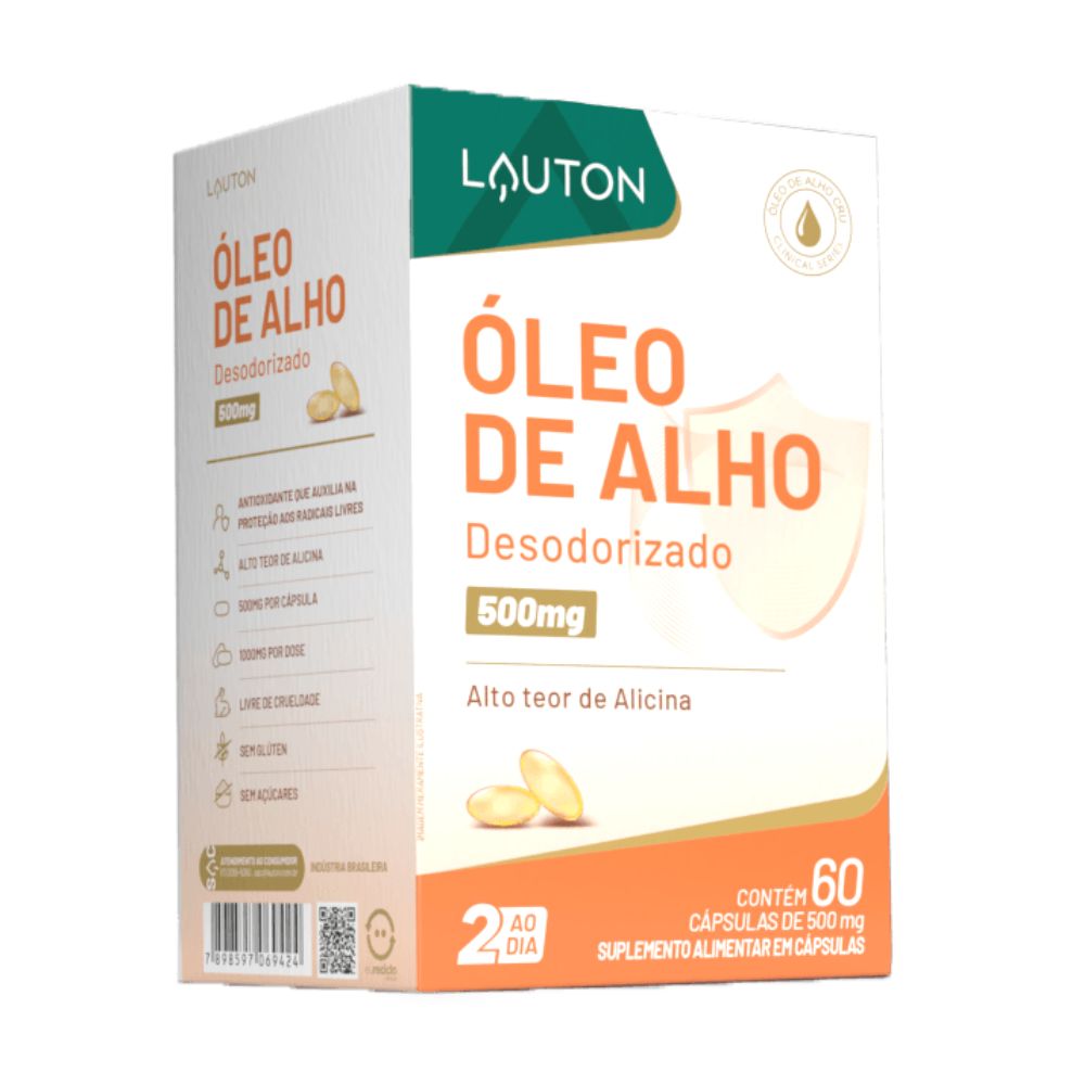 Óleo de Alho Cru 500mg 60 Cápsulas Lauton