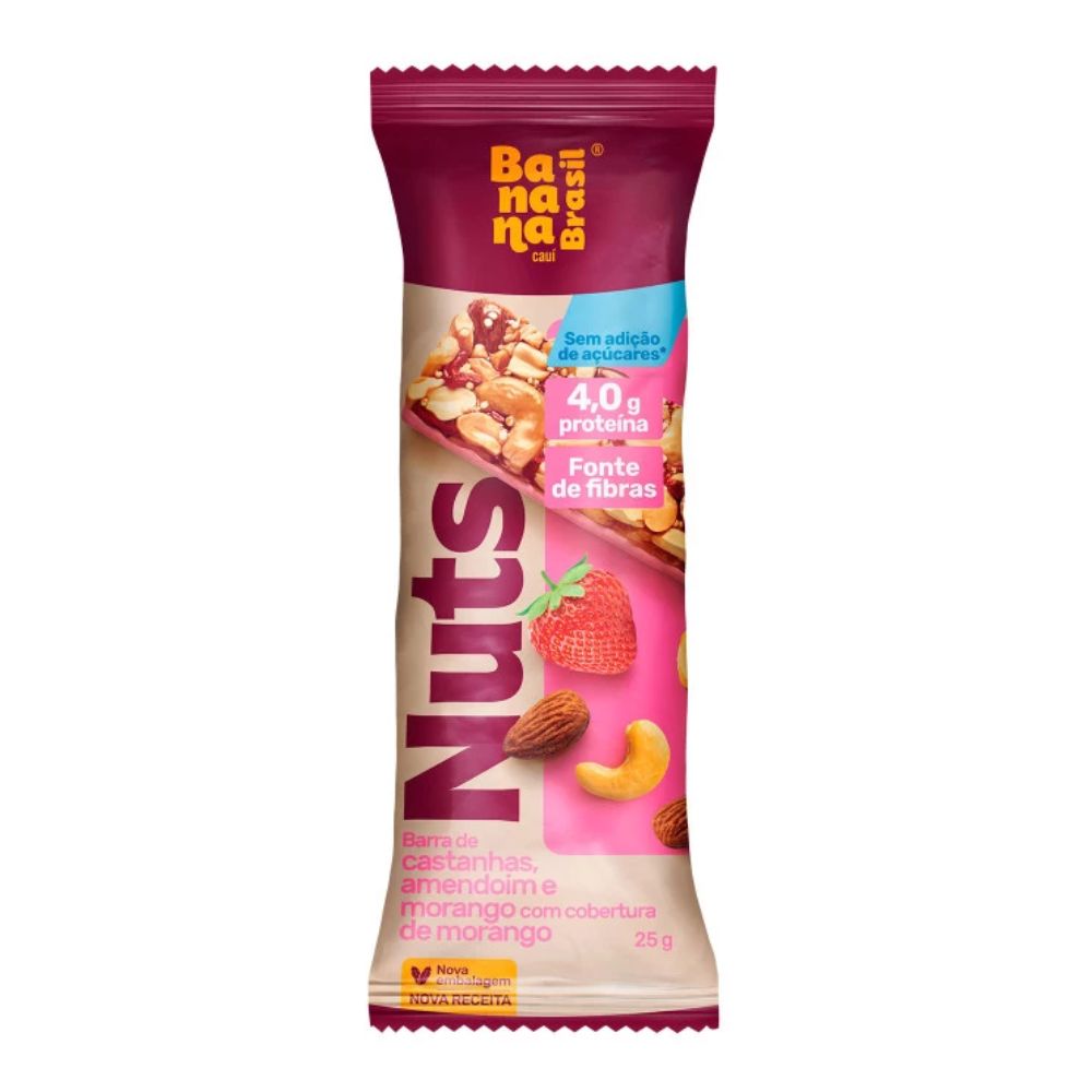 Nuts Bar Morango e Chocolate Branco Banana Brasil
