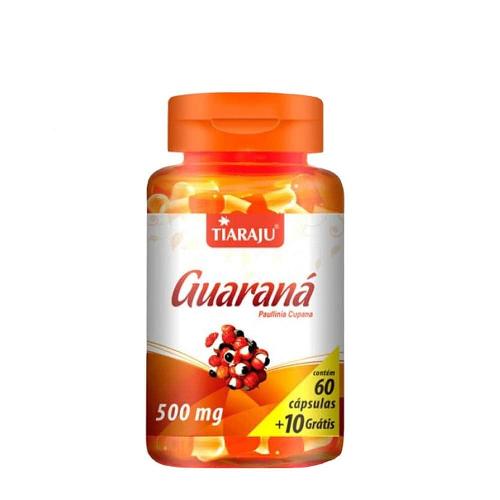 Guaraná 500 mg 60 Cápsulas + 10 Grátis Tiaraju