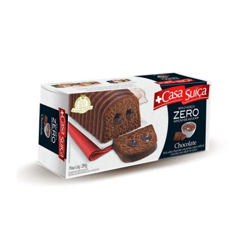 Bolo Suíço Zero Açúcar Sabor Chocolate 280g Casa Suíça