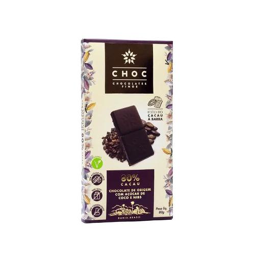 Chocolates Finos 80% Cacau e Nibs 80g Choc