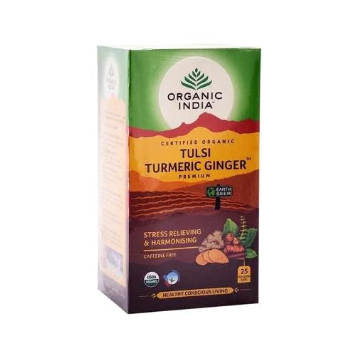 Chá Tulsi Cúrcuma e Gengibre 25 Sachês Organic India