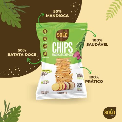 Chips de Mandioca e Batata Doce 42g Solo Snacks