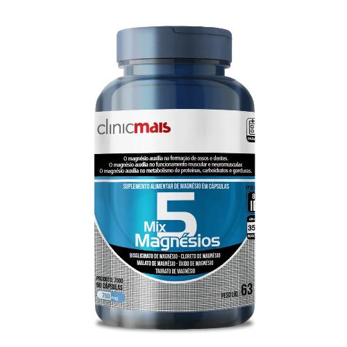Mix de 5 Magnesios 90 capsulas 700mg Clinic Mais