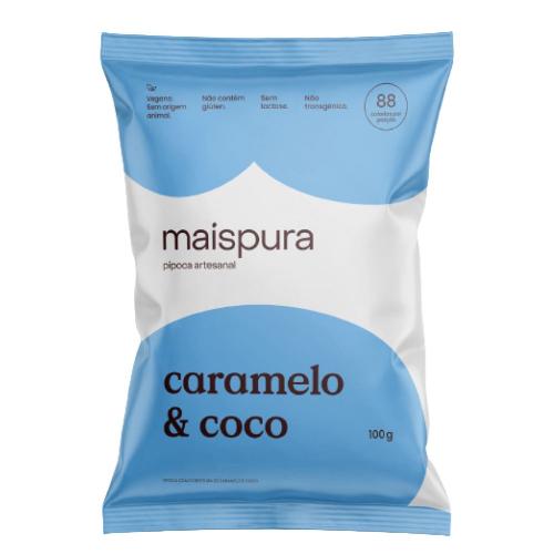 Pipoca Artesanal Caramelo e Coco 100g Mais Pura