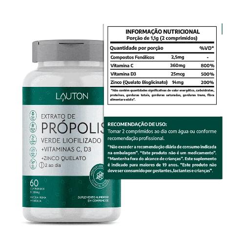 Extrato de Própolis 60 Cápsulas 550MG Lauton