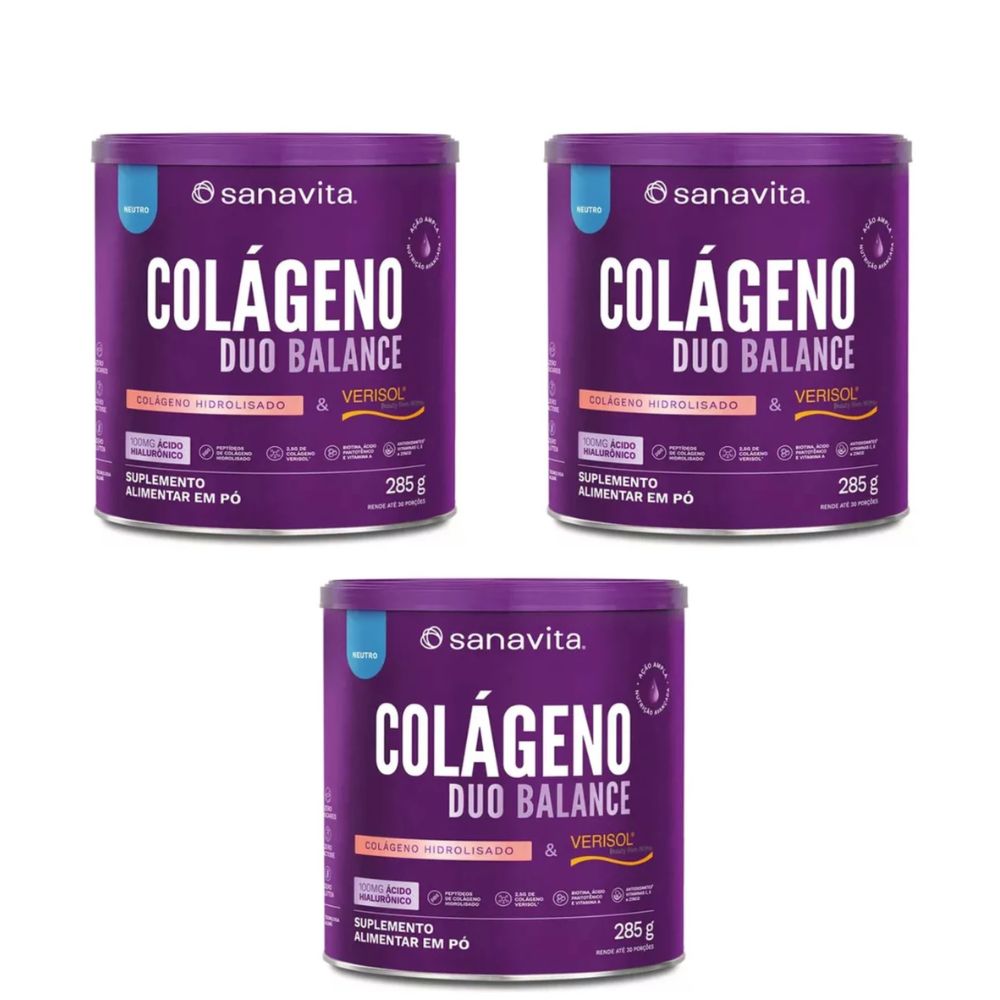 Kit 3 Colágeno Duo Balance 285G Sanavita