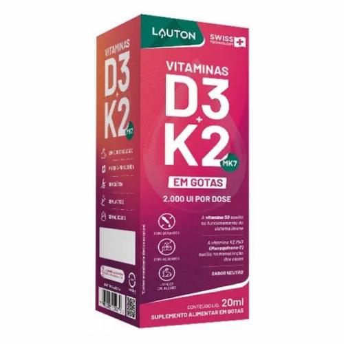 Vitamina D3 K2 em Gotas 20ml Lauton