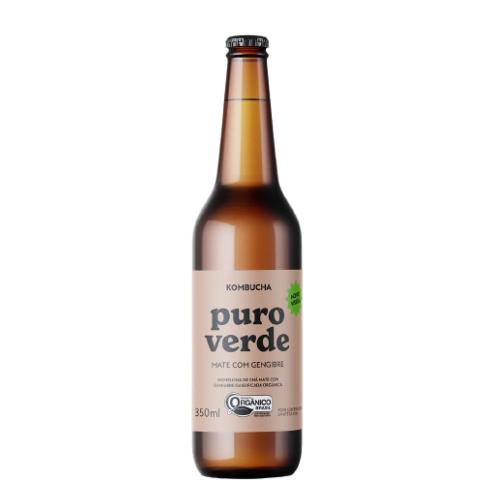 Kombucha Chá Mate com Gengibre 350ml Puro Verde