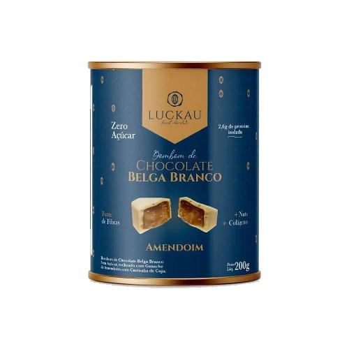 Bombom de Chocolate Belga Branco com Amendoim 200g Luckau