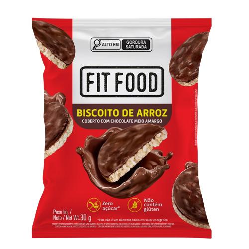 Biscoito de Arroz com Chocolate Amargo 30g Fit Food