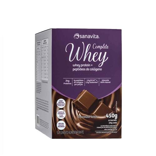 Whey Protein Completo Chocolate Suíço 15 Sachês Sanavita