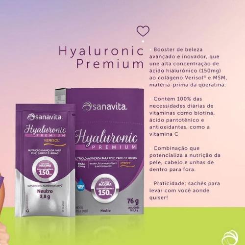 Kit Hyaluronic Premium Verisol Neutro 20 Sachês Sanavita 3 Unidades