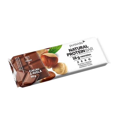 Natural Protein Bar Cacau e Avelã 60g Puravida