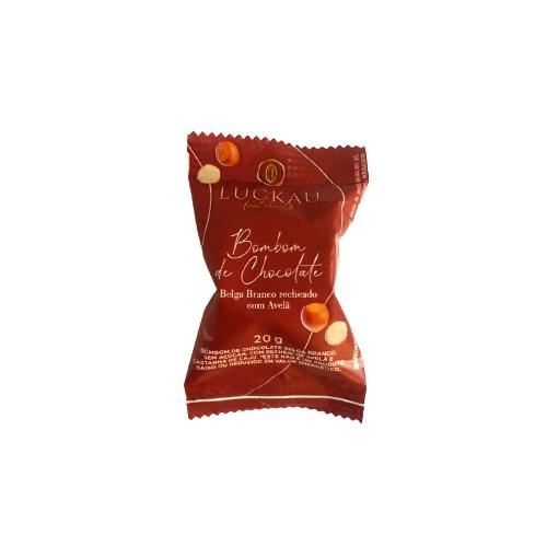 Bombom de Chocolate Belga Branco com Avelã 20g Luckau